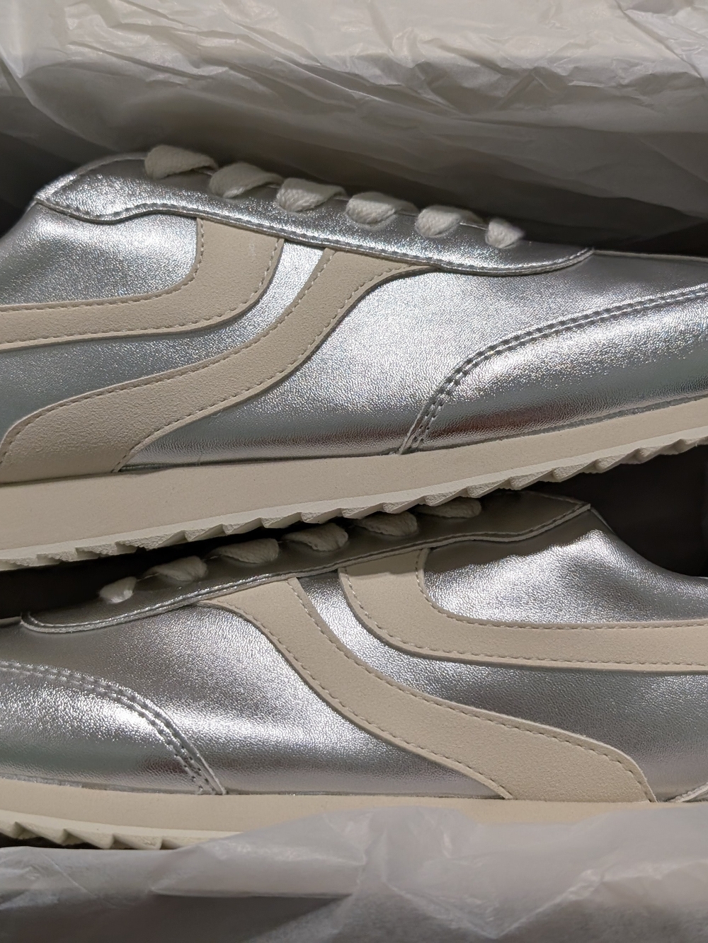 Banana Republic Silver Sneakers with Cream Accents